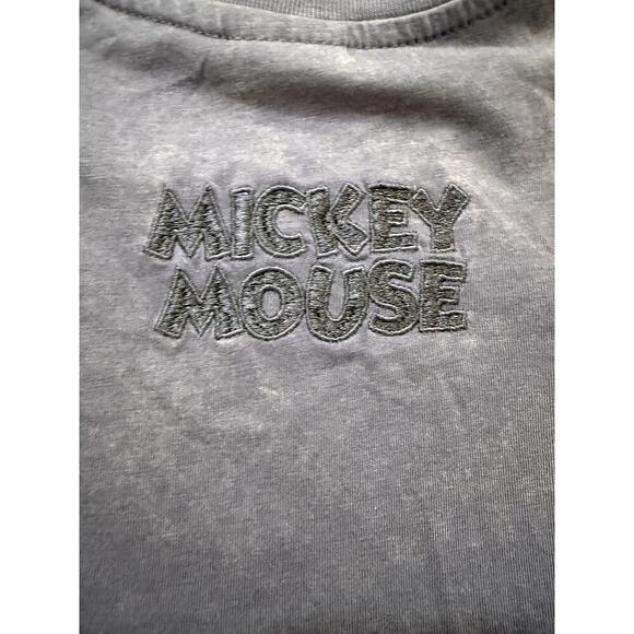 Disney Mickey Mouse Shirt Women Medium Gray Embroidered Classic Cartoon Back Hit - Picture 7 of 7